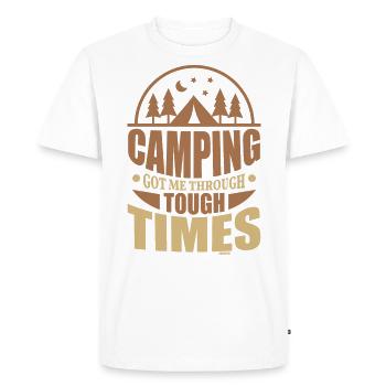 Camping got me through hard times - Men's Premium Organic T-Shirt - white - Front - Nico (187cm)