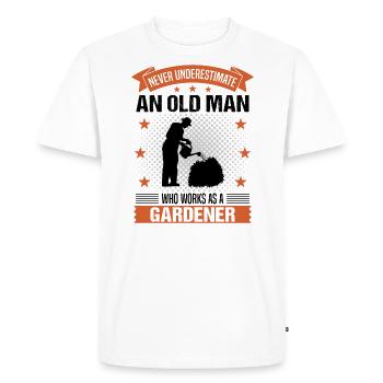 Jardinier vieil homme drôle disant cadeau d’homme - T-shirt Premium bio Homme - blanc - Devant - Nico (187cm)