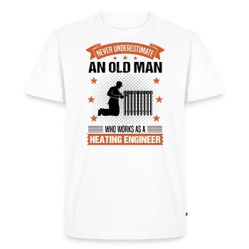 Heating engineer Old man saying gentlemen gift - Men's Premium Organic T-Shirt - white - Front - Nico (187cm)