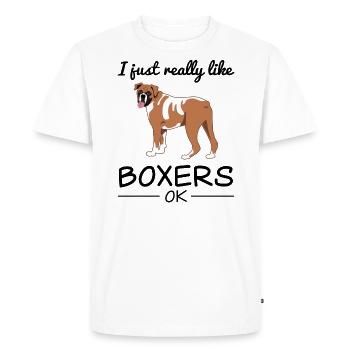 Boxer allemand chien chien amoureux disant cadeau - T-shirt Premium bio Homme - blanc - Devant - Nico (187cm)