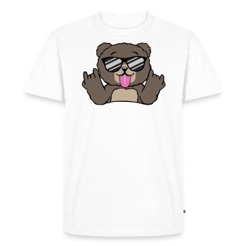 Teddy Bear Teddy With Skirt Hand Signal Motif Gift - Men's Premium Organic T-Shirt - white - Front - Nico (187cm)