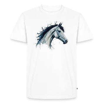 Majestueuse aquarelle Peinture de cheval - T-shirt Premium bio Homme - blanc - Devant - Nico (187cm)