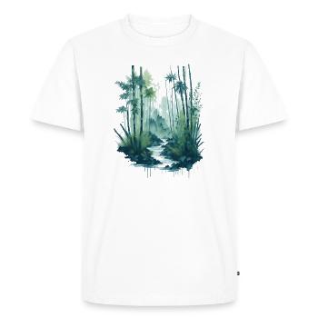 Aquarelle Peinture sur bambou - T-shirt Premium bio Homme - blanc - Devant - Nico (187cm)