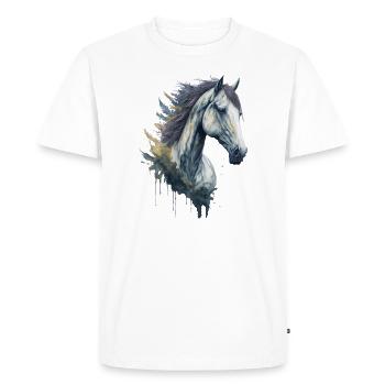 Cheval aquarelle élégant et gracieux - T-shirt Premium bio Homme - blanc - Devant - Nico (187cm)