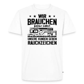 Nous n’avons pas besoin de donner un GPS à nos clients - T-shirt Premium bio Homme - blanc - Devant - Nico (187cm)