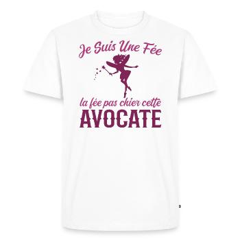Je Suis Une Fée La Fée Pas Chier Cette Avocate - T-shirt Premium bio Homme - blanc - Devant - Nico (187cm)