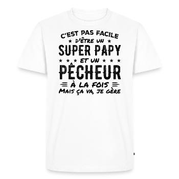 Super Papy et Pêcheur Cadeau - T-shirt Premium bio Homme - blanc - Devant - Nico (187cm)