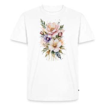 Watercolor Whispers: Delicate Blooms - Men's Premium Organic T-Shirt - white - Front - Nico (187cm)