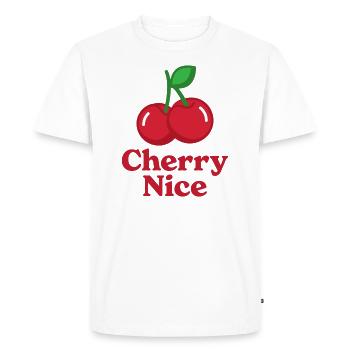 Cherry Nice - Men's Premium Organic T-Shirt - white - Front - Nico (187cm)