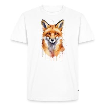 Renard ludique aquarelle - T-shirt Premium bio Homme - blanc - Devant - Nico (187cm)