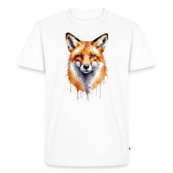 Foxy Watercolor - A Brush with Nature - Men's Premium Organic T-Shirt - white - Front - Nico (187cm)