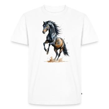 Majestic Black Stallion Watercolor - Men's Premium Organic T-Shirt - white - Front - Nico (187cm)