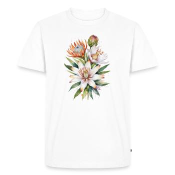 Lys asiatiques et fleurs de Protea Art de l’aquarelle - T-shirt Premium bio Homme - blanc - Devant - Nico (187cm)