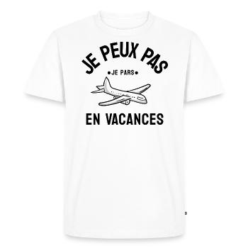 Je peux pas je pars en vacances. - T-shirt Premium bio Homme - blanc - Devant - Nico (187cm)