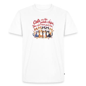 Cats Are Like Potato Chips: Humorous Cat Lover - Men's Premium Organic T-Shirt - white - Front - Nico (187cm)