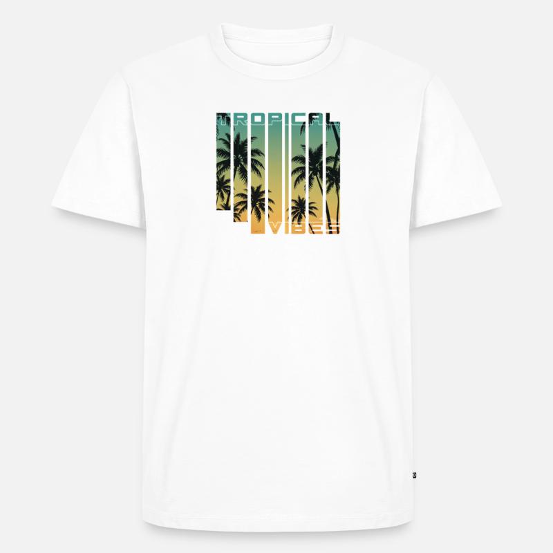 Tropical Vibes Gradient Palmen - Männer Premium Bio T-Shirt - Weiß