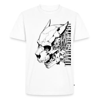 CyberCatSkull - Men's Premium Organic T-Shirt - white - Front - Nico (187cm)