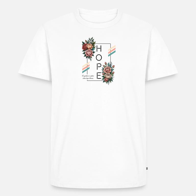 Hope Blooms Blumengarten - Männer Premium Bio T-Shirt - Weiß