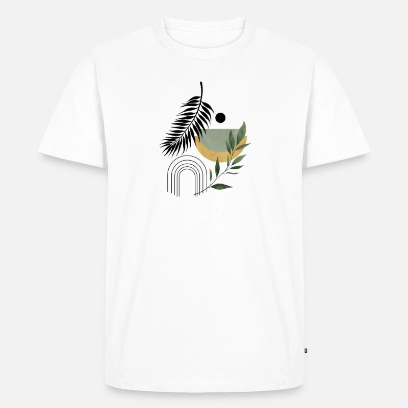 Boho Abstrakte botanische Harmonie - Männer Premium Bio T-Shirt - Weiß