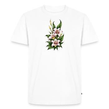 Fleur de lys rose et blanc - T-shirt Premium bio Homme - blanc - Devant - Nico (187cm)