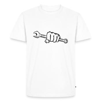 Wrench in hand/fist, drawing - Men's Premium Organic T-Shirt - white - Front - Nico (187cm)