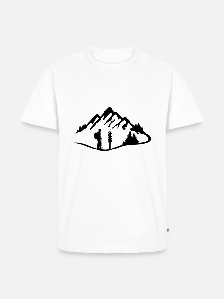 Berge und Wanderer - Männer Premium Bio T-Shirt - Weiß