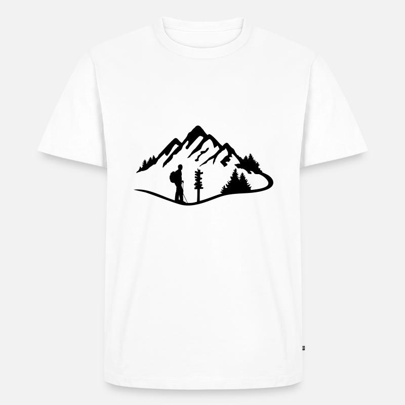 Berge und Wanderer - Männer Premium Bio T-Shirt - Weiß