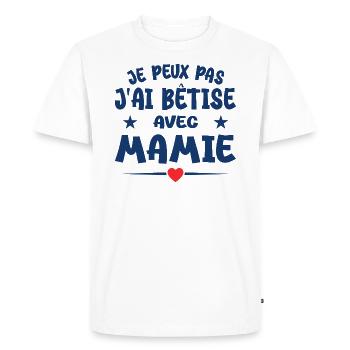 Je peux pas j'ai bêtise avec mamie - T-shirt Premium bio Homme - blanc - Devant - Nico (187cm)