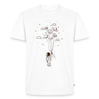Astronaut flies balloon Space Stars Jupiter - Men's Premium Organic T-Shirt - white - Front - Nico (187cm)
