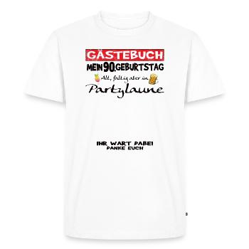 Livre d’or homme et femme 90e anniversaire - T-shirt Premium bio Homme - blanc - Devant - Nico (187cm)