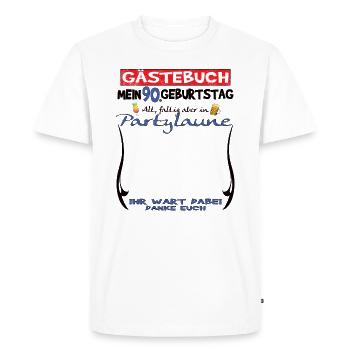 Livre d’or homme et femme 90e anniversaire - T-shirt Premium bio Homme - blanc - Devant - Nico (187cm)