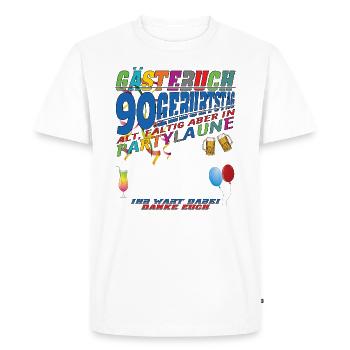 Livre d’or homme et femme 90e anniversaire - T-shirt Premium bio Homme - blanc - Devant - Nico (187cm)