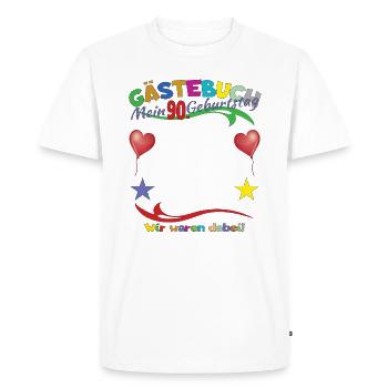 Livre d’or homme et femme 90e anniversaire - T-shirt Premium bio Homme - blanc - Devant - Nico (187cm)