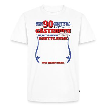 Livre d’or homme et femme 90e anniversaire - T-shirt Premium bio Homme - blanc - Devant - Nico (187cm)