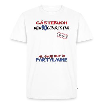 Livre d’or homme et femme 90e anniversaire - T-shirt Premium bio Homme - blanc - Devant - Nico (187cm)
