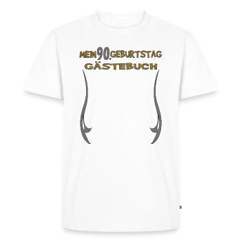 Livre d’or homme et femme 90e anniversaire - T-shirt Premium bio Homme - blanc - Devant - Nico (187cm)