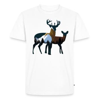 Nature Hiking Forest Deer Gift Idea - Men's Premium Organic T-Shirt - white - Front - Nico (187cm)