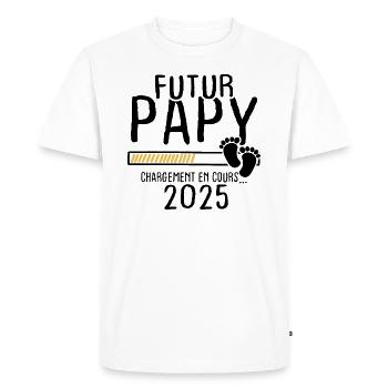 Futur Papy 2025 - T-shirt Premium bio Homme - blanc - Devant - Nico (187cm)