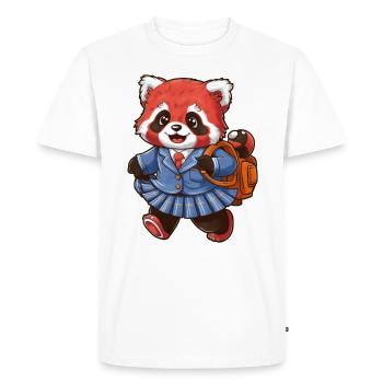 Red Kawaii Panda Wearing School Uniform - Men's Premium Organic T-Shirt - white - Front - Nico (187cm)