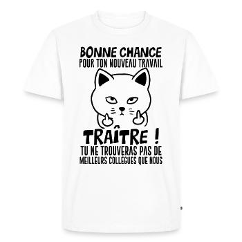 Idée Cadeau Départ Collègue de Travail Humour - T-shirt Premium bio Homme - blanc - Devant - Nico (187cm)