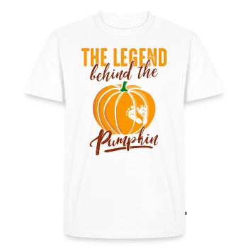 La légende derrière le costume d’Halloween à la citrouille - T-shirt Premium bio Homme - blanc - Devant - Nico (187cm)
