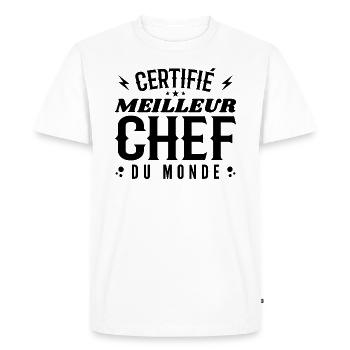 Certified World's Best Chef | Chef Gift - Men's Premium Organic T-Shirt - white - Front - Nico (187cm)