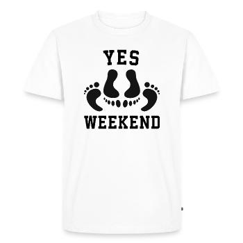 Pieds Érotique effronté dicton Idée cadeau - T-shirt Premium bio Homme - blanc - Devant - Nico (187cm)