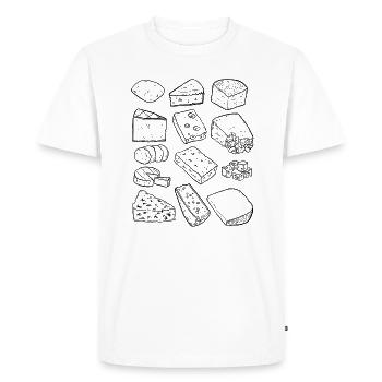 Cheeses (Parmesan, Gouda, Gorgonzola, Camember) - Men's Premium Organic T-Shirt - white - Front - Nico (187cm)