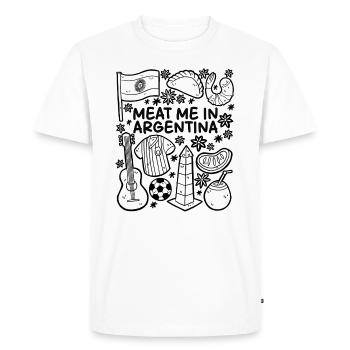 Meat Me in Argentina – Argentine Meat - Men's Premium Organic T-Shirt - white - Front - Nico (187cm)