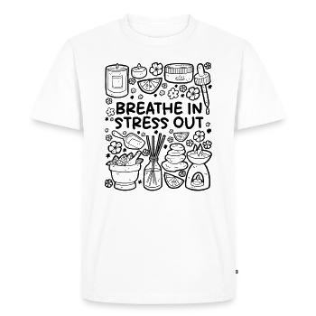Breath In, Stress Out – Pure Relaxation - Men's Premium Organic T-Shirt - white - Front - Nico (187cm)