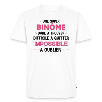 Super binôme - Impossible A Oublier - T-shirt Premium bio Homme - blanc - Devant - Nico (187cm)