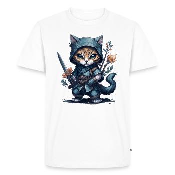 The ninja cat – a heroine for all occasions - Men's Premium Organic T-Shirt - white - Front - Nico (187cm)