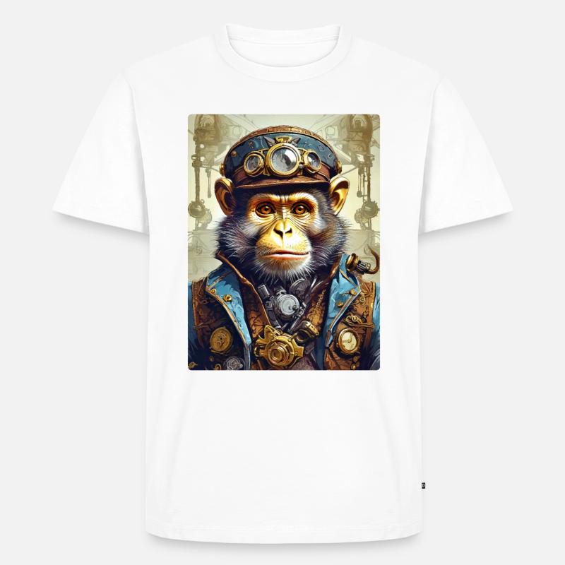 Steampunk Monkey 1.3 - Männer Premium Bio T-Shirt - Weiß