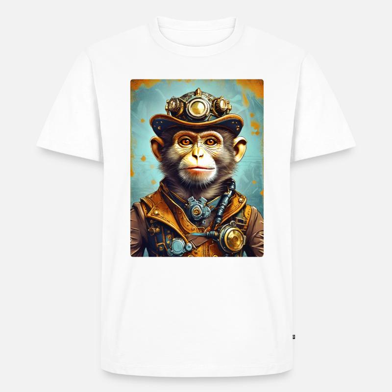 Steampunk Monkey 1.8 - Männer Premium Bio T-Shirt - Weiß